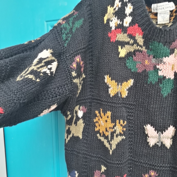 Vintage Sweater Oversized Quilt Blanket Patchwork Pattern Butterfly Retro 80s - Picture 12 of 13